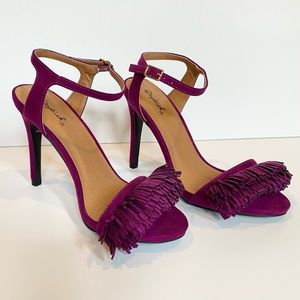 Purple fringe high heels size 6